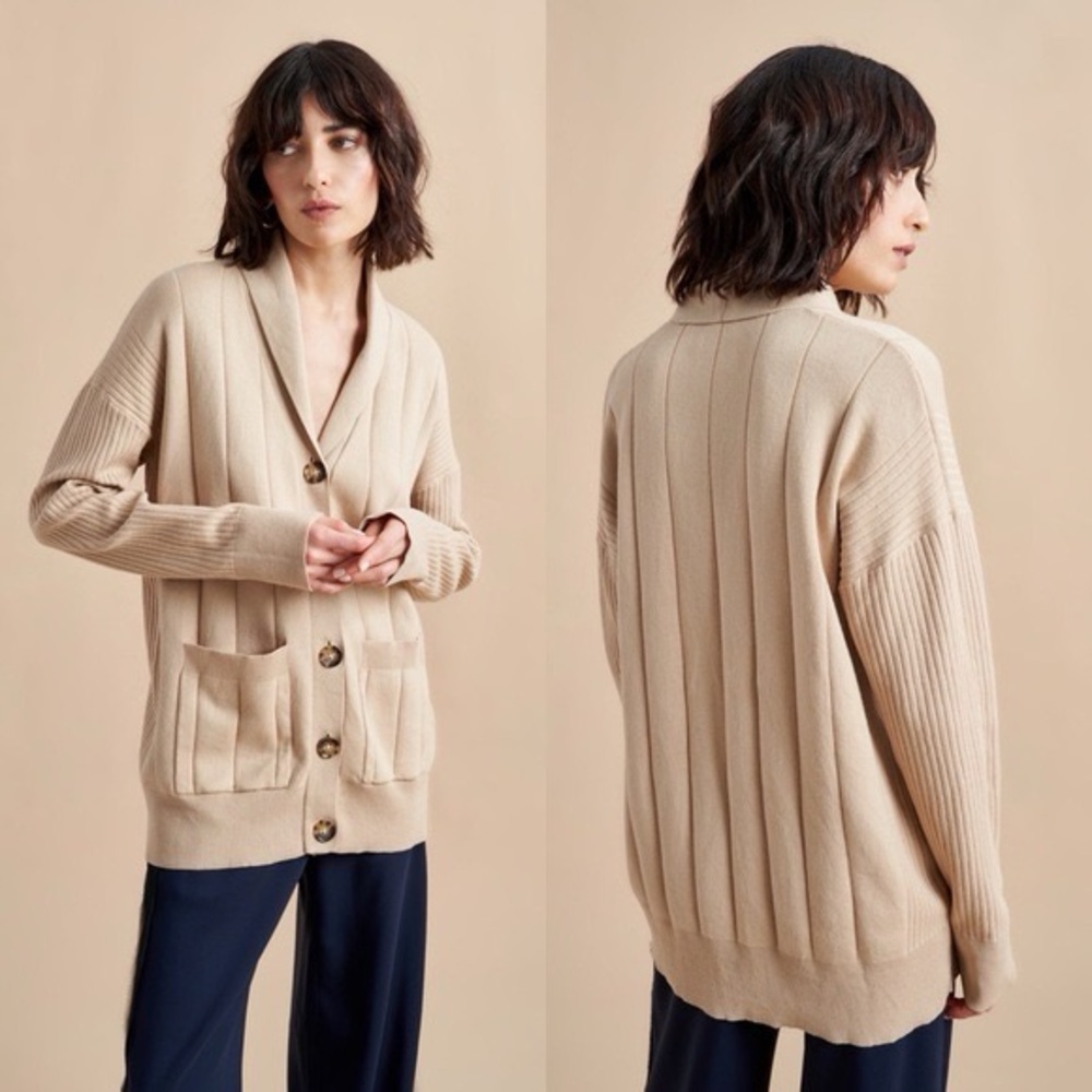 NWT La Ligne Molly Beige Cotton Cashmere Cardigan Sweater Sz XS